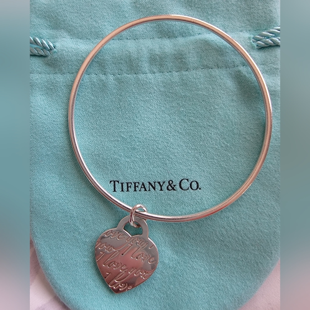 Tiffany & Co. Silver Bracelet with Engraved Heart Charm